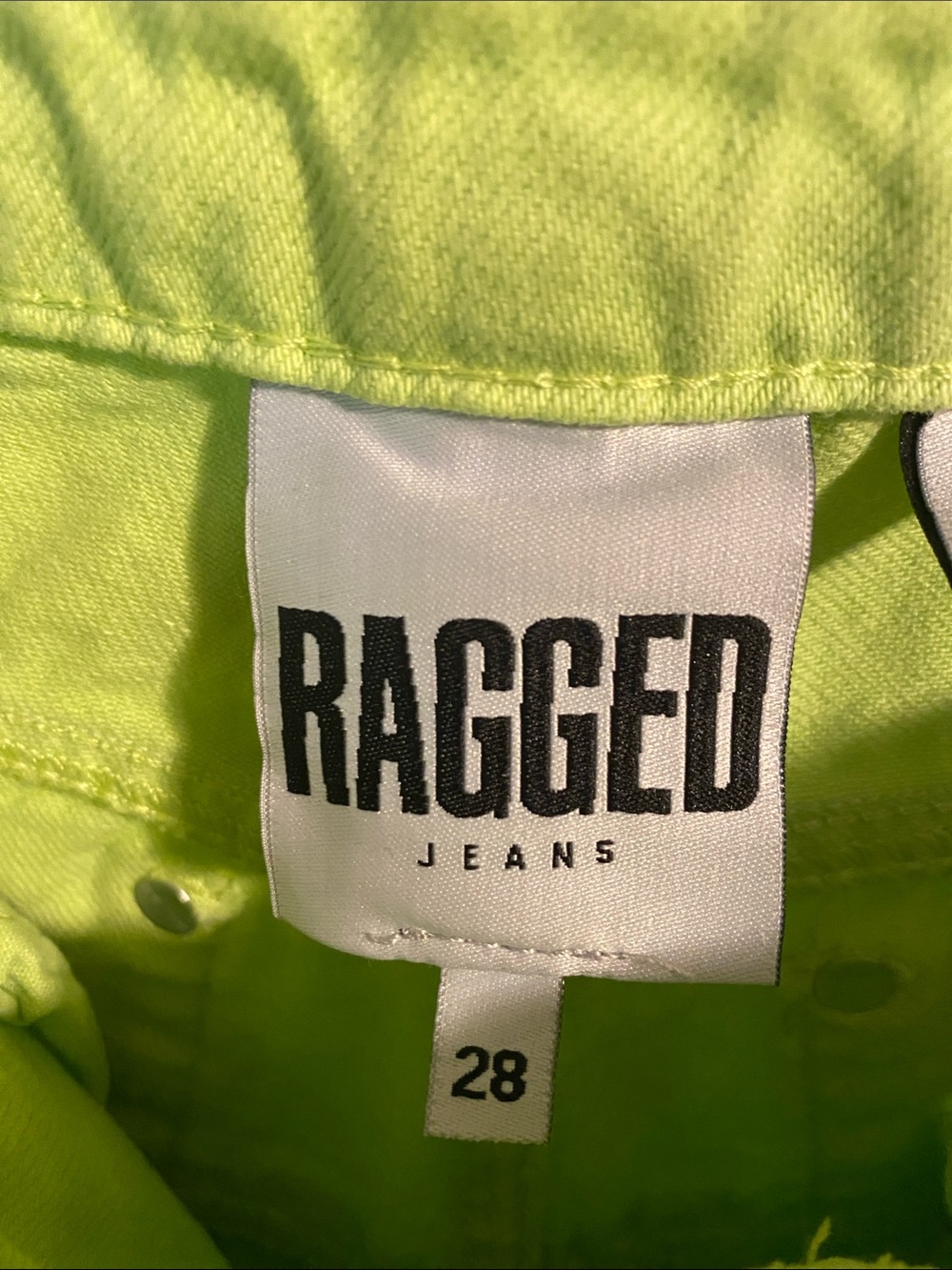 Lime Green Ragged Jeans - Picture 2 of 3